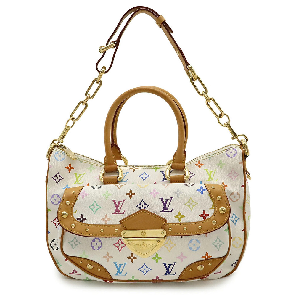 LOUIS VUITTON Monogram Multicolor Rita 2way Shoulder Bag Chain Blanc White